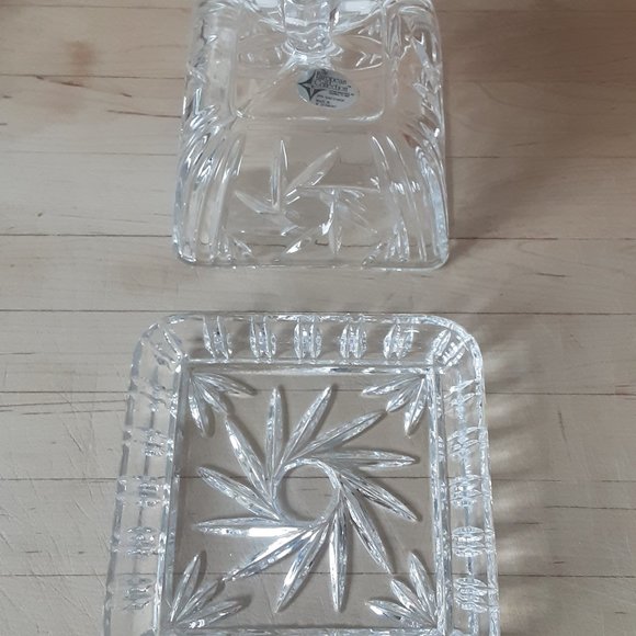 Vtg. Lead Crystal Cut Glass "Star Of David" Square Butter Dish. Made In Germany - Picture 3 of 5